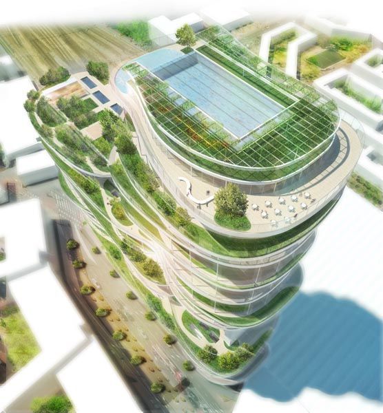 Green Living City, visione del megagrattacielo dall'altro