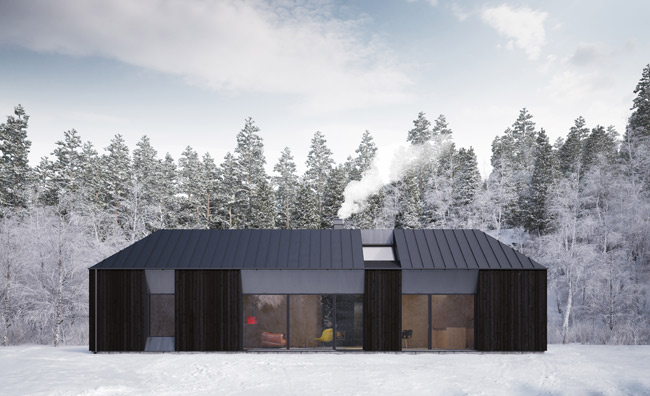 Tind, casa scandinava prefabbricata in legno, modello più piccolo