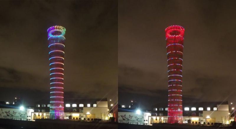 Strand East Tower con diverse illuminazioni
