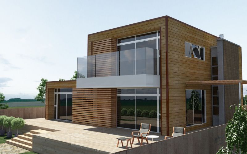 Immagine di casa in legno moderna