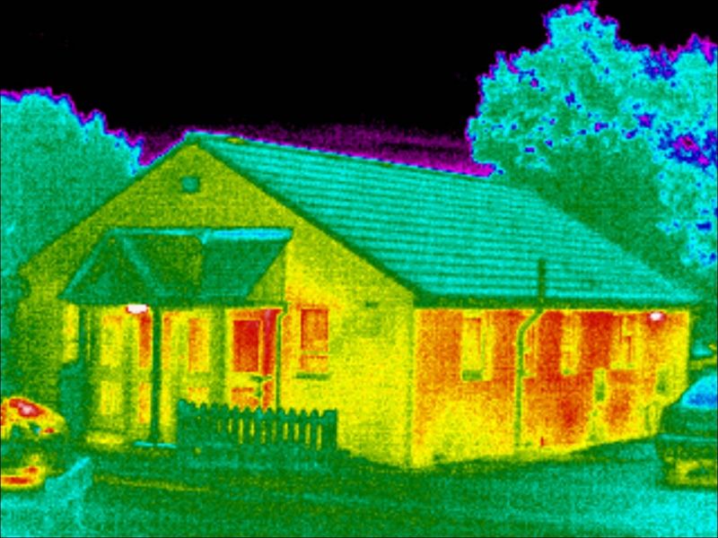 Immagine termografica di una struttura in legno