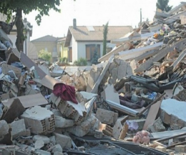 Immagine di una zona colpita dal terremoto in Emilia Zona terremotata emiliana