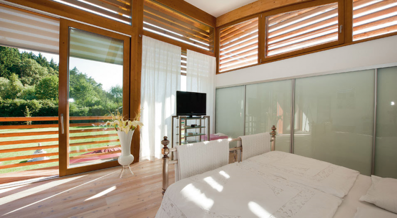 Interno di uno dei prefabbricati Rubner Haus