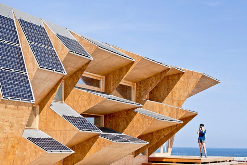 Dettaglio del tetto del Padiglione Solare Endesa