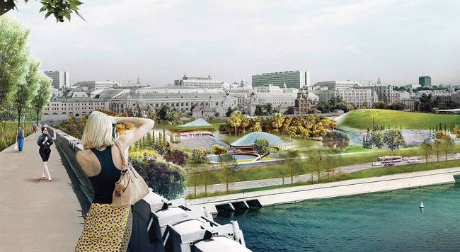 Rendering della panoramica dello Lo Zaryadye Park 