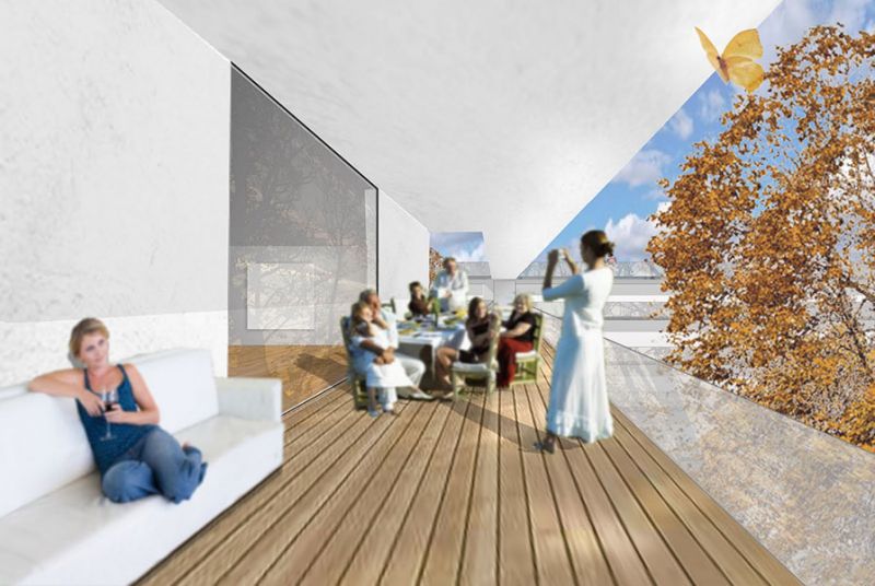 Rendering del balcone condominiale