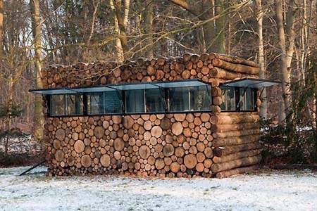 casa con tronchi di albero