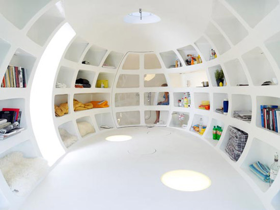 Blob vB3_Casa a uovo nomade_dmvA Architecten_Configurazione ad alveare delle pareti interni e pianta libera Blob vB3_Casa a uovo nomade_dmvA Architecten_Configurazione ad alveare delle pareti interni e pianta libera