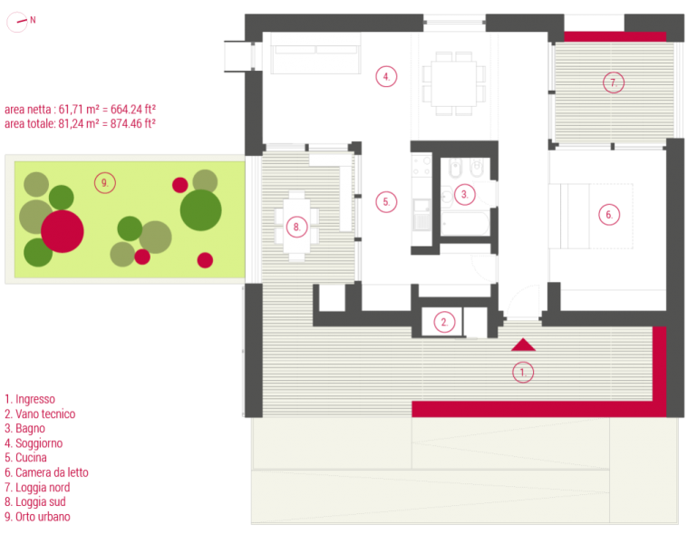 RhOME fon denCity, Pianta dell'alloggio