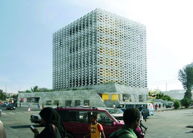 Holcim Awards premio di Riconoscimento &ndash; Weaving Publicness: edificio per uffici integrato nella societ&agrave; con facciata sostenibile. Addis Abeba, Etiopia