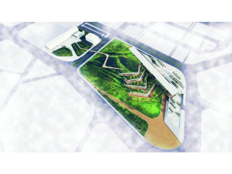 Holcim Awards Gold. Eco-Techno Parco: Bioedilizia e centro aziendale, Ankara, Turchia. Veduta aerea