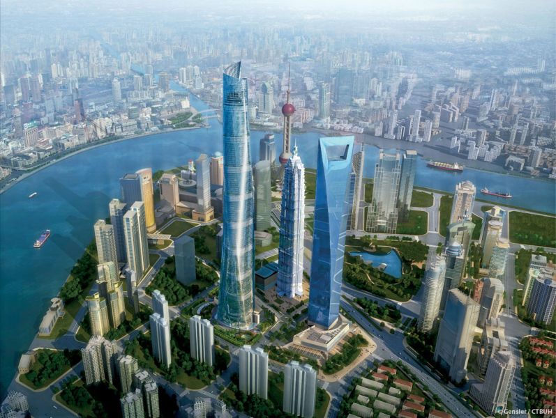 Un grattacielo che ha un innovativo sistema di illuminazione tramite le turbine eoliche poste sul tetto Shanghai Tower
