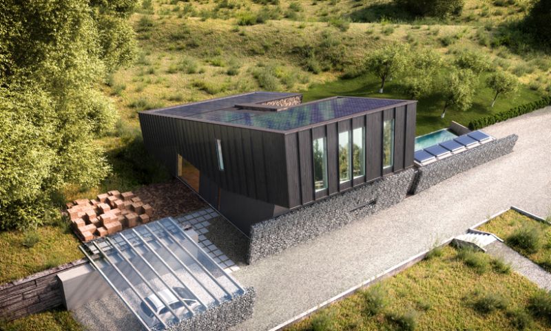 Dotata di ogni comfort interno ed esterno, Casa Zeb è altamente sostenibile ed esteticamente accattivante Casa Zeb vista dall'alto