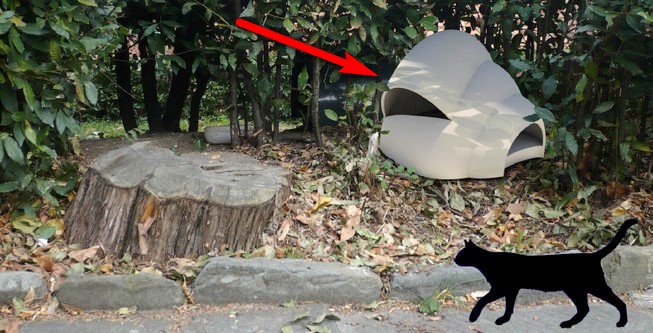 Rifugio per gatti ideato dal gruppo Pichubo per la colonia felina della città di Firenze Gattomaca