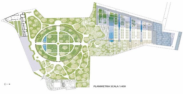 la planimetria del nuovo Orto Botanico con il giardino delle biodiversità si arriva a un'estensione di 37mila mq