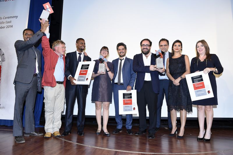 Holcim Awards 2014 cerimonia a Beirut. In foto tutti I principali vincitori degli Holcim Awards.