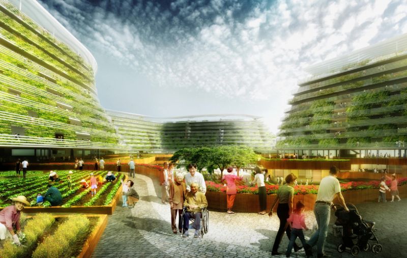 Home Farm Rendering dell'esterno del complesso residenziale