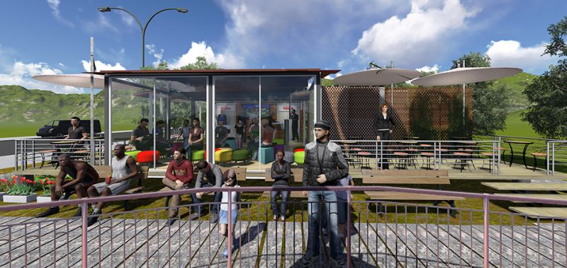 Mobile Home – EBS Block Visione frontale della struttura per il caffè