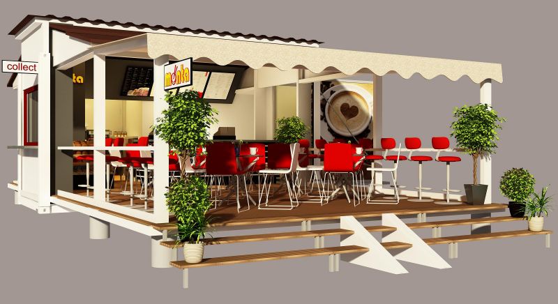 Mobile Home EBS Block Un altro rendering per una caffetteria