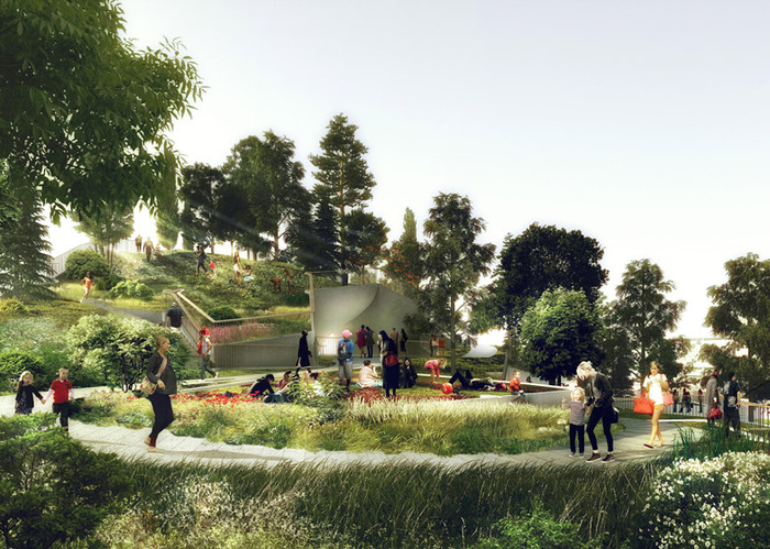 Pier55, il parco con i suoi sentieri e la ricca vegetazione