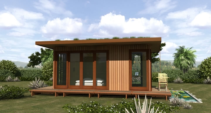 Casa prefabbricata in legno di piccole dimensioni per la stagione estiva